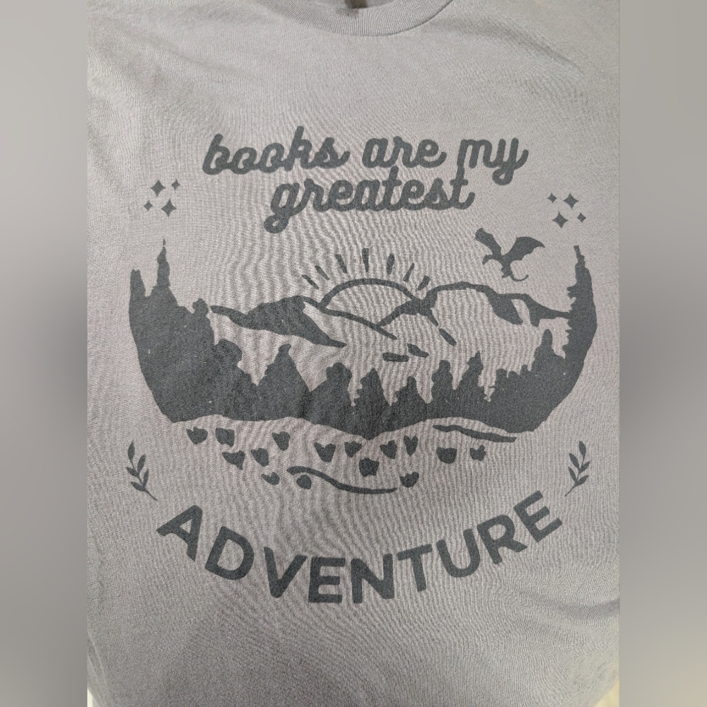Grey "Books Are My Greatest Adventure" Bella Canvas T-Shirt